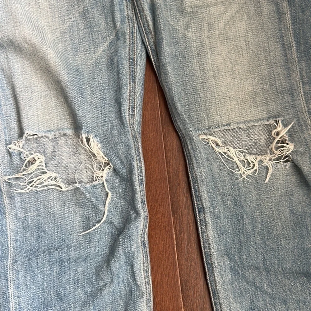 Rag & Bone Straight Leg Jeans Low Rise Cropped Distressed Blue Light Wash W 26